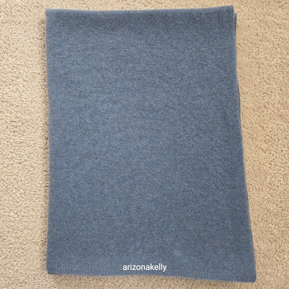NWOT Margaret O'Leary Cashmere Scarf Greyish Blue - Picture 8 of 13